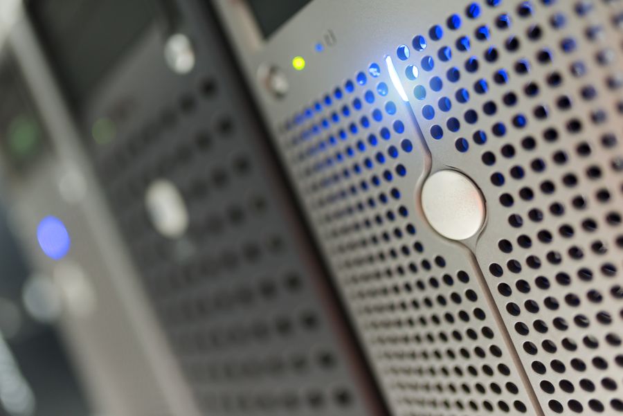 Server rack with status lights